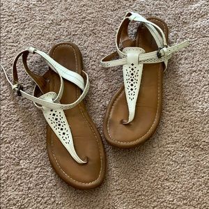 Tan & White Buckle Sandals